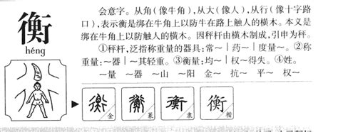 衡意思名字|衡字取名寓意